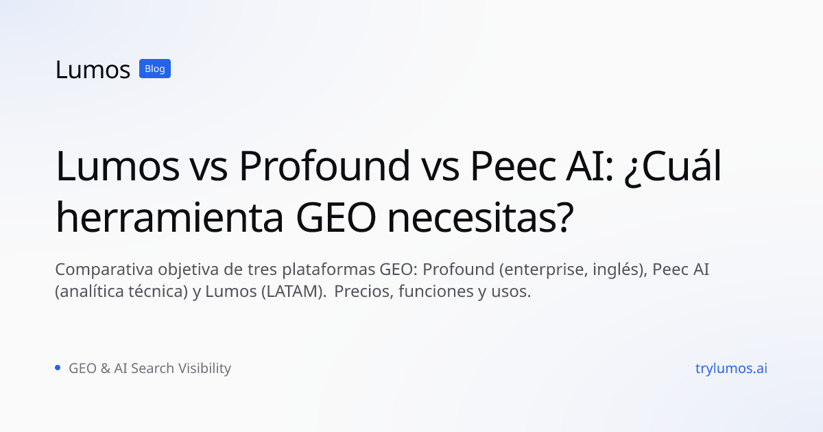 Lumos vs Profound vs Peec AI: ¿Cuál herramienta GEO necesitas?
