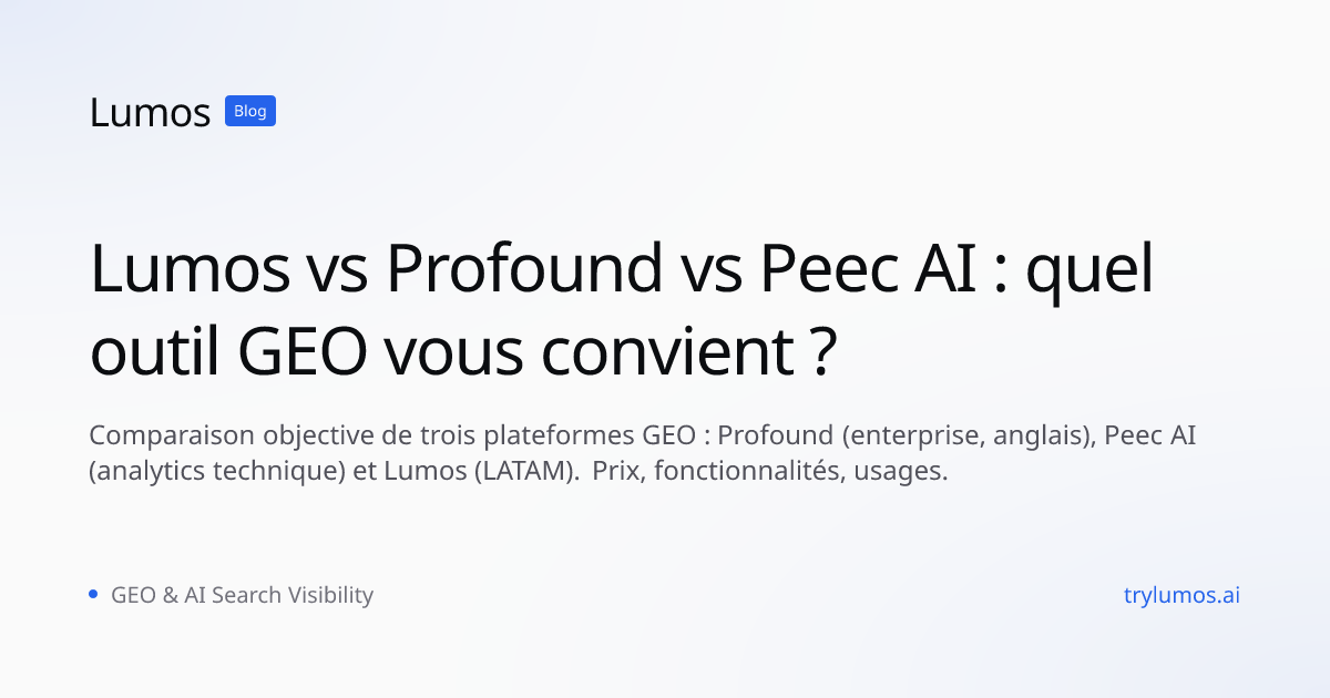 Lumos vs Profound vs Peec AI : quel outil GEO vous convient ?