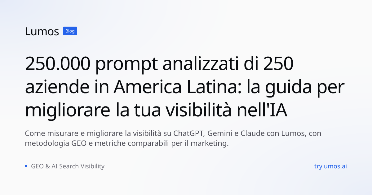 250.000 prompt analizzati di 250 aziende in America Latina: la guida per migliorare la tua visibilità nell'IA