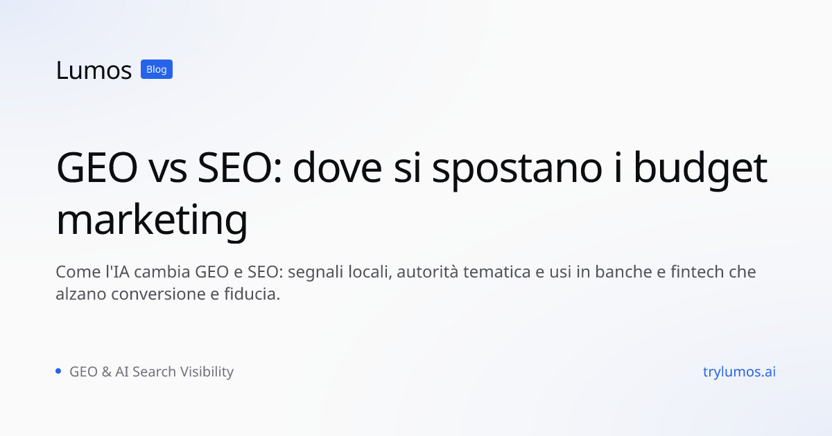 GEO vs SEO: dove si spostano i budget marketing