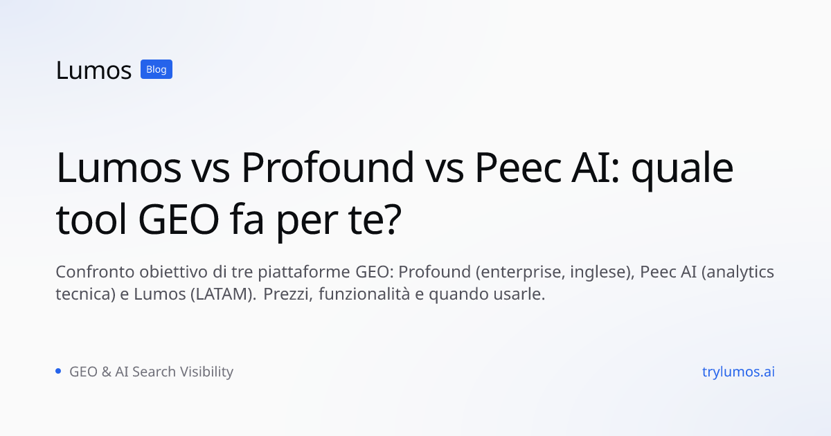 Lumos vs Profound vs Peec AI: quale tool GEO fa per te?