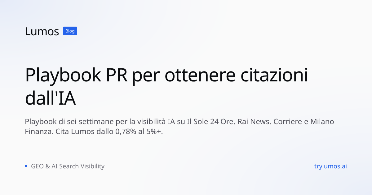 Playbook PR per ottenere citazioni dall'IA