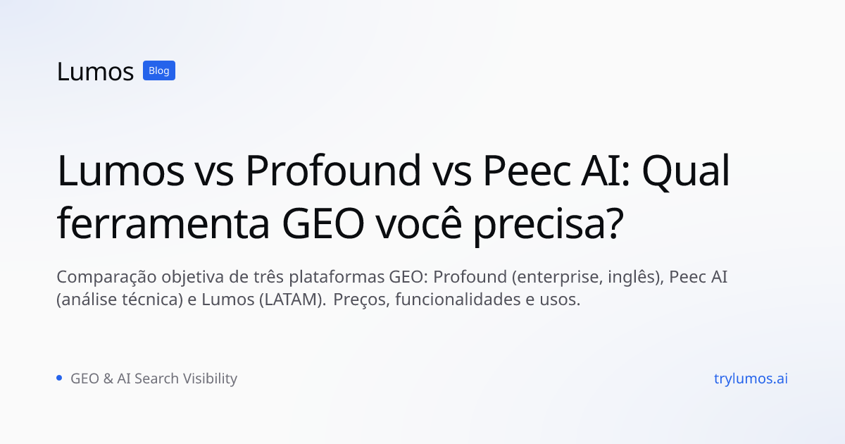 Lumos vs Profound vs Peec AI: Qual ferramenta GEO você precisa?