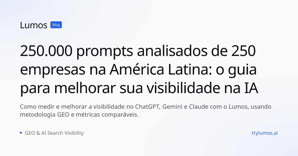 250.000 prompts analisados de 250 empresas na América Latina: o guia para melhorar sua visibilidade na IA
